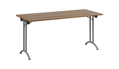 SLA 160 lak skládací jednací stůl 1600x700, deska 25 mm, podnož stříbrný lak, deska ořech světlý